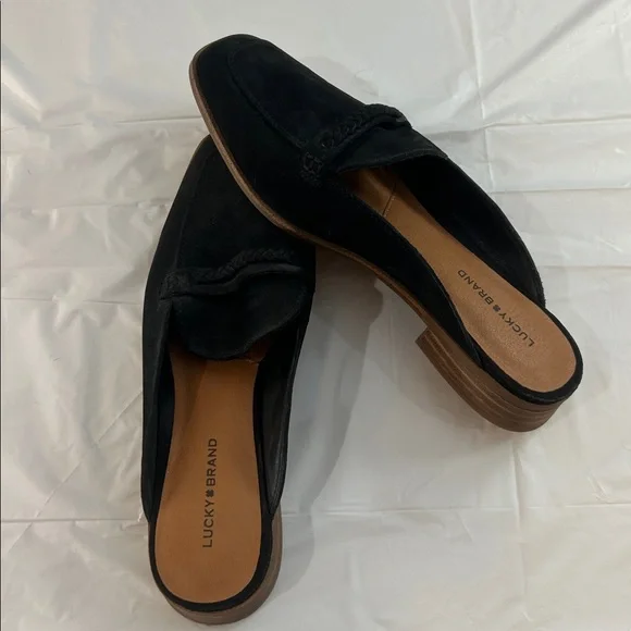 Lucky Brand Black suede slip on mules shoes 9 - Picture 7 of 8